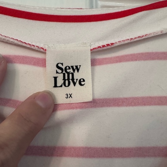 Sew In Love V-Neck Red and White Striped Top - Picture 2 of 4